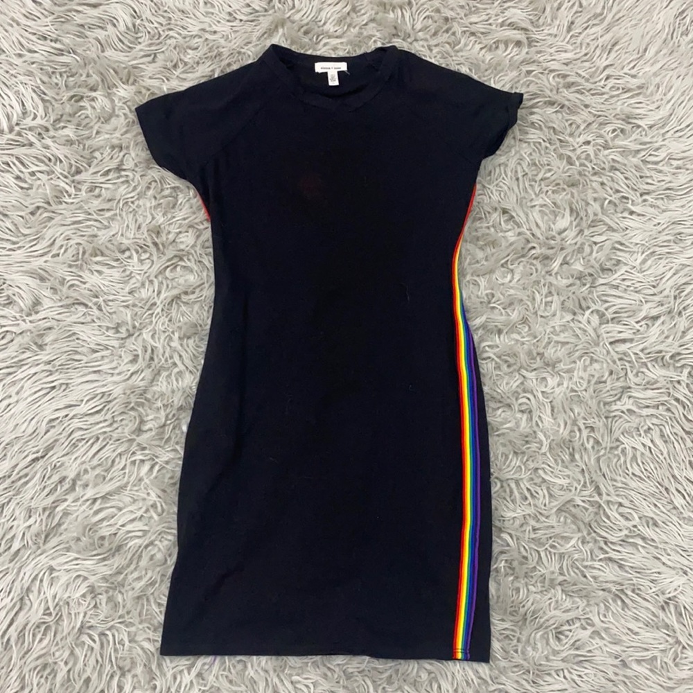 silence + noise mini dress with rainbow stripes S